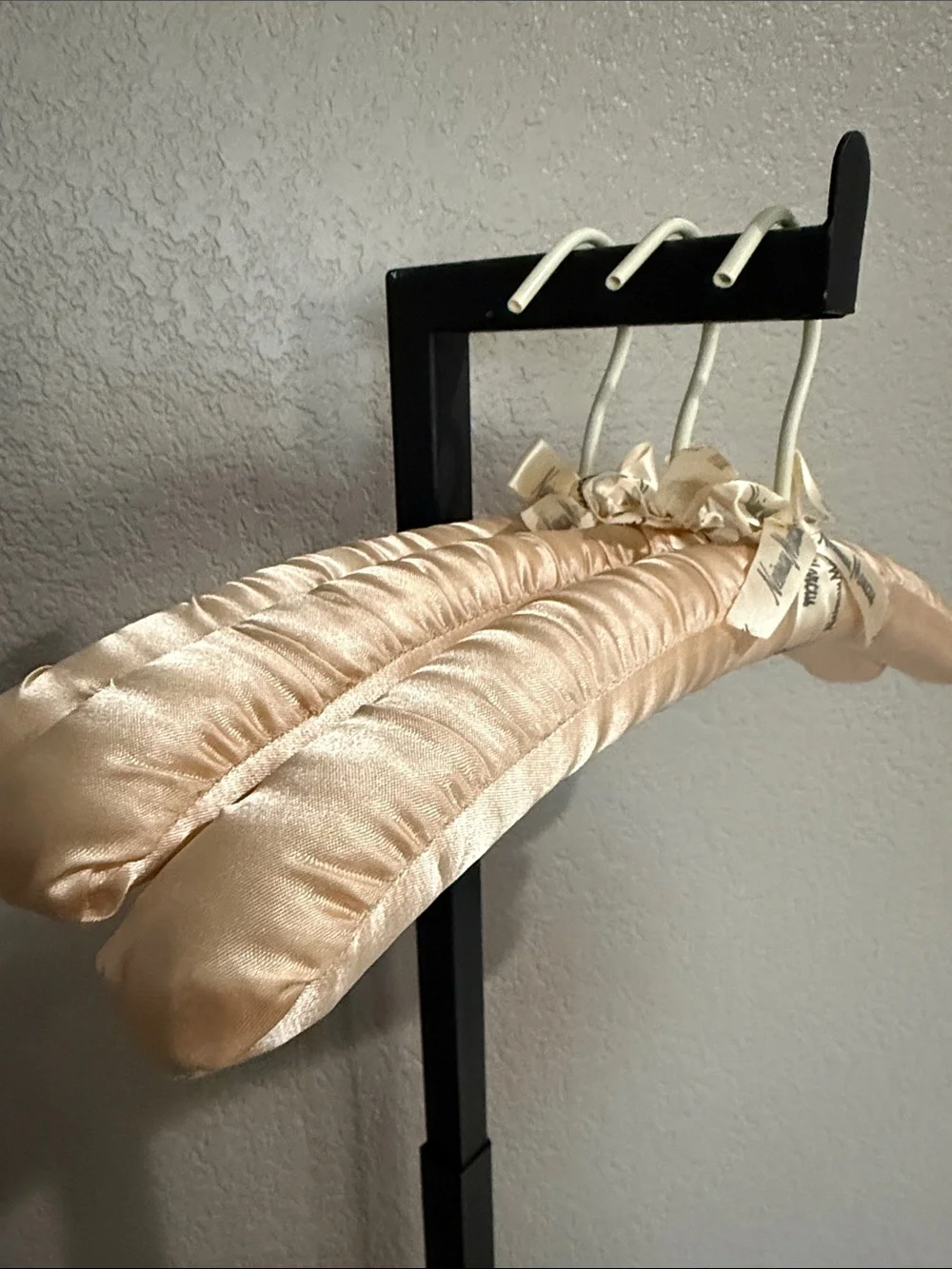 Vintage Neiman Marcus Pink Champagne Satin Padded Hangers - Set of 3